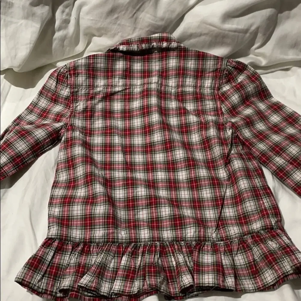 Ralph Lauren 4 red plaid button down blouse NWOT